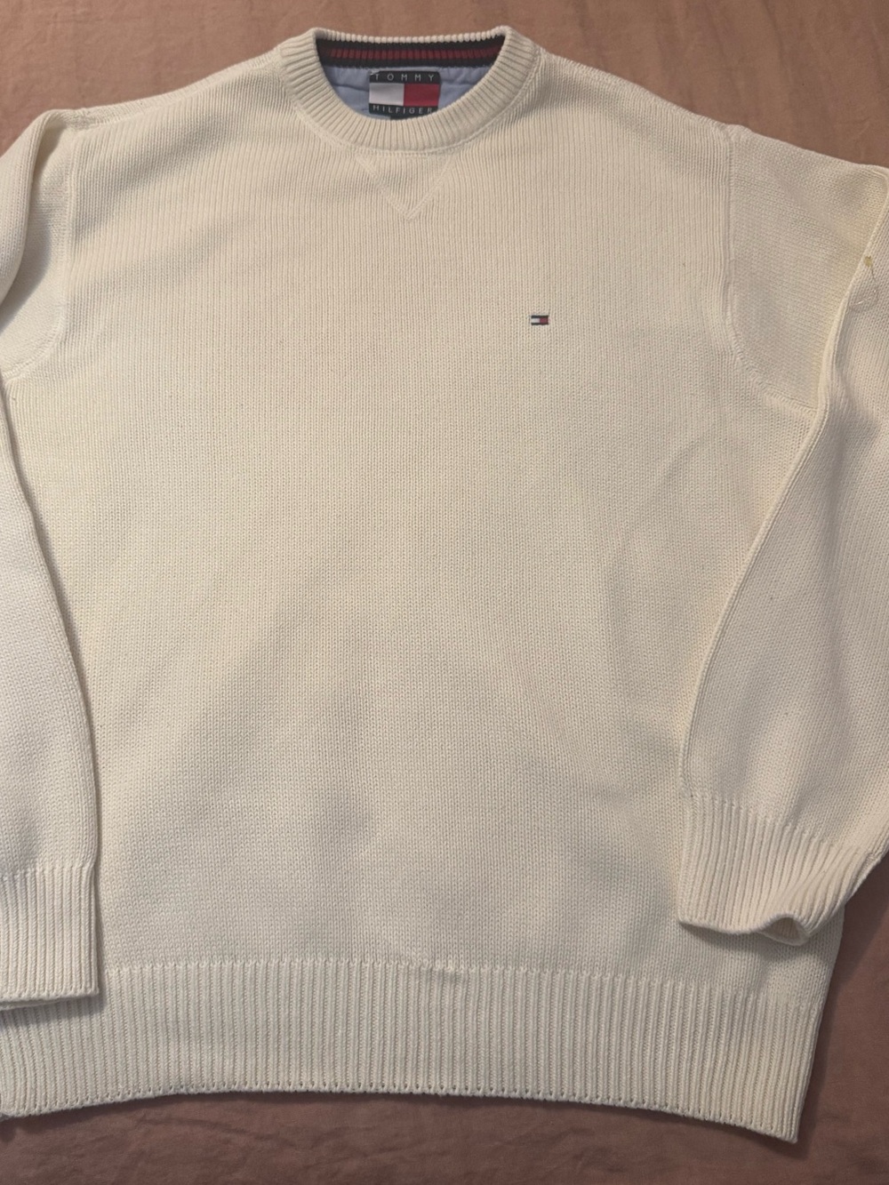 Tommy Hilfiger Cream Off-White Crewneck Sweater - Men's